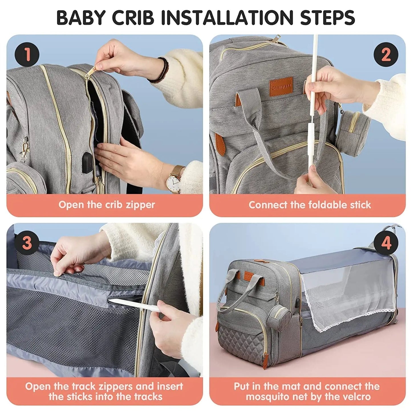 3 - in - 1 Diaper Bag & Baby Bed - OctoCare