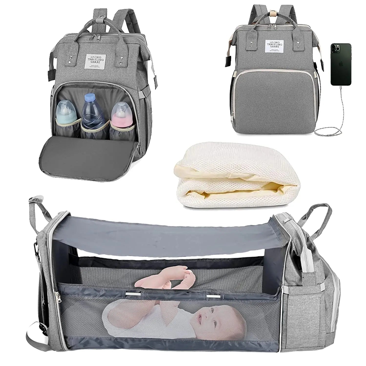 3 - in - 1 Diaper Bag & Baby Bed - OctoCare