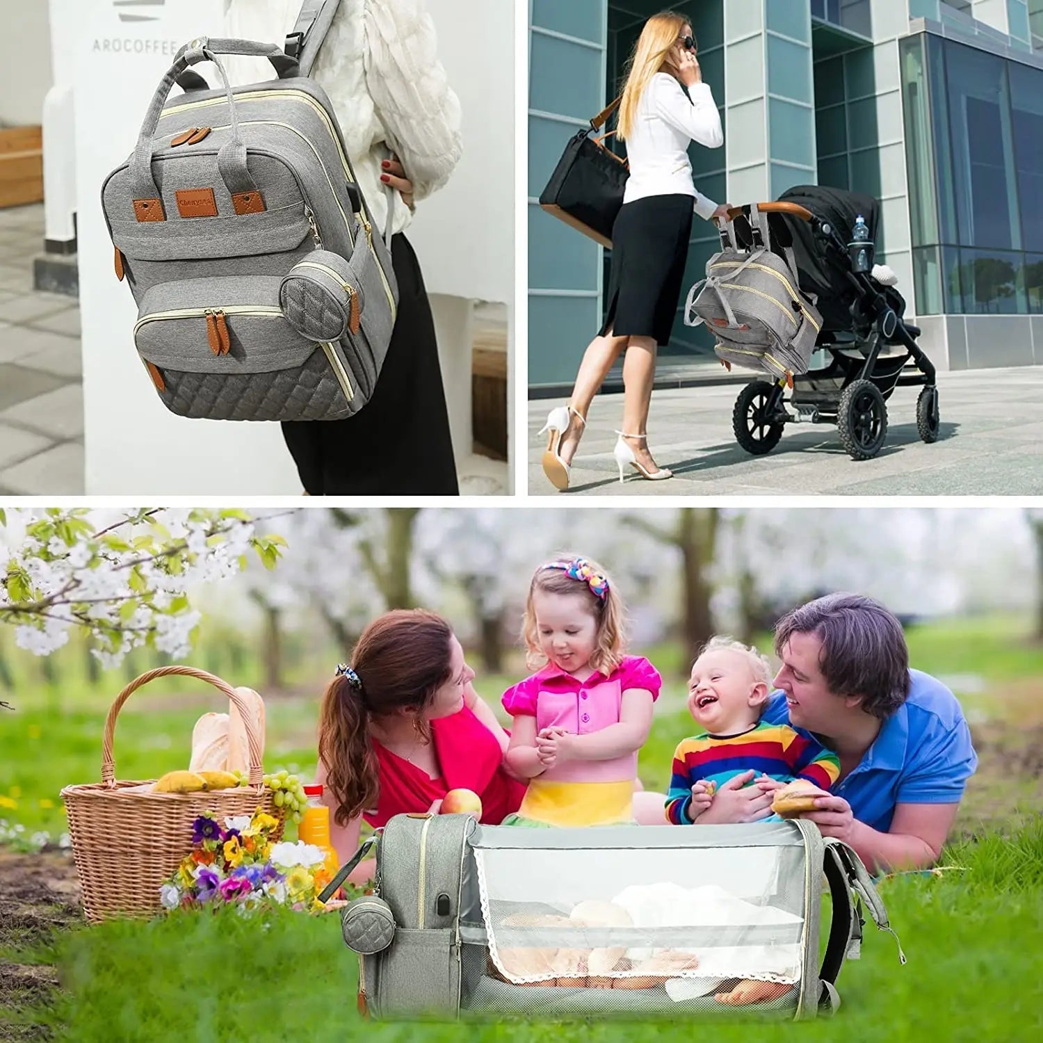 3 - in - 1 Diaper Bag & Baby Bed - OctoCare