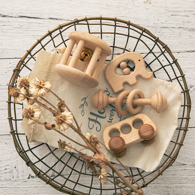 Montessori Wooden Baby Rattle - OctoCare