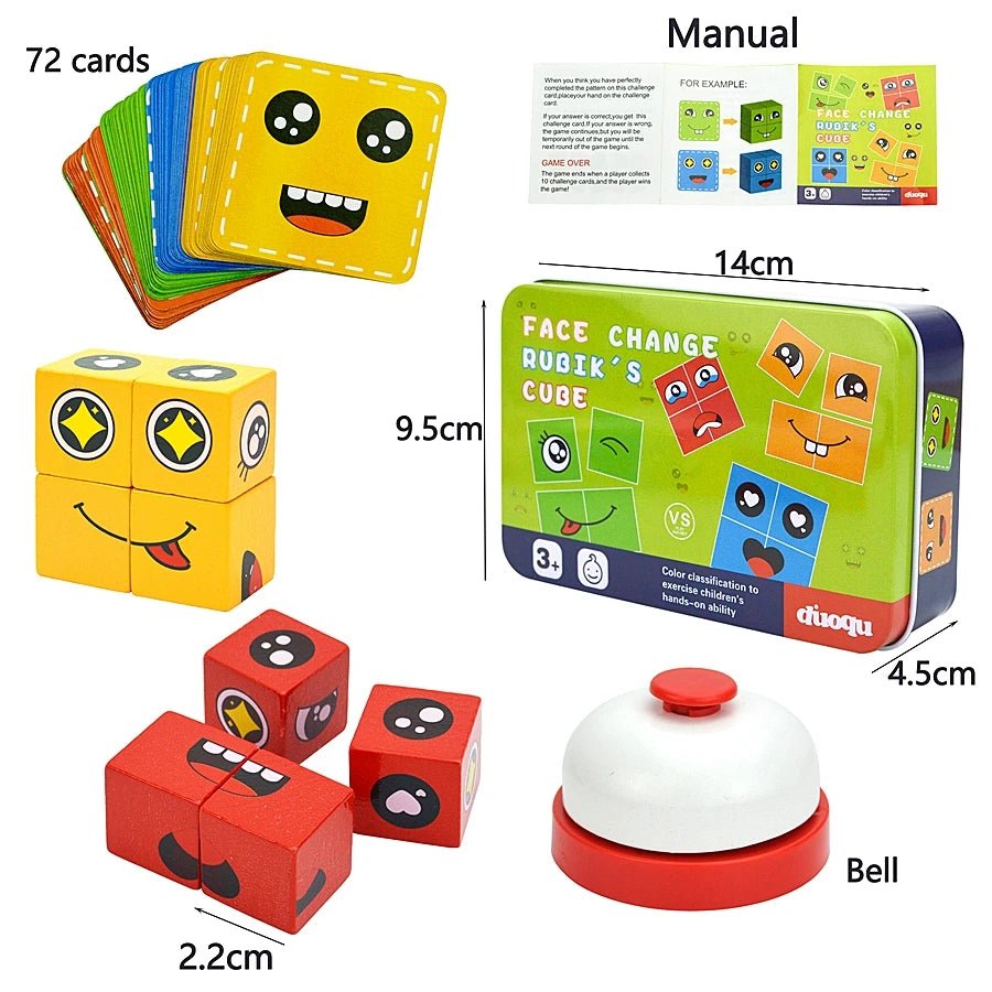 Montessori Wooden Face Changing Cube - OctoCare