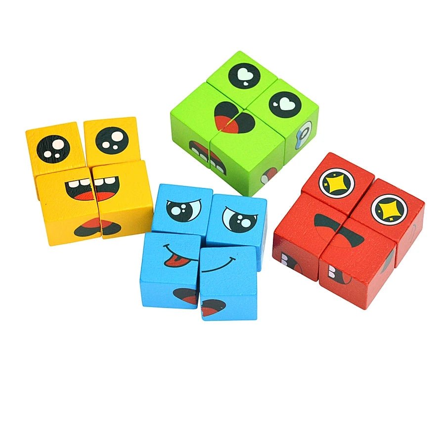 Montessori Wooden Face Changing Cube - OctoCare