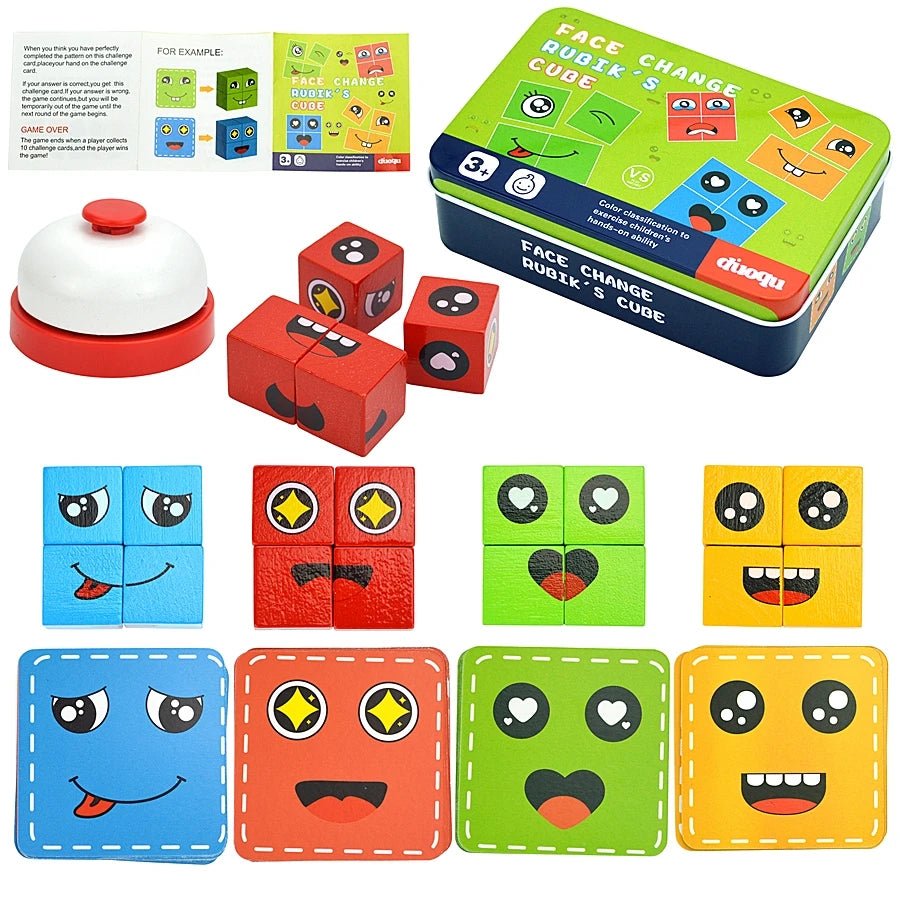 Montessori Wooden Face Changing Cube - OctoCare