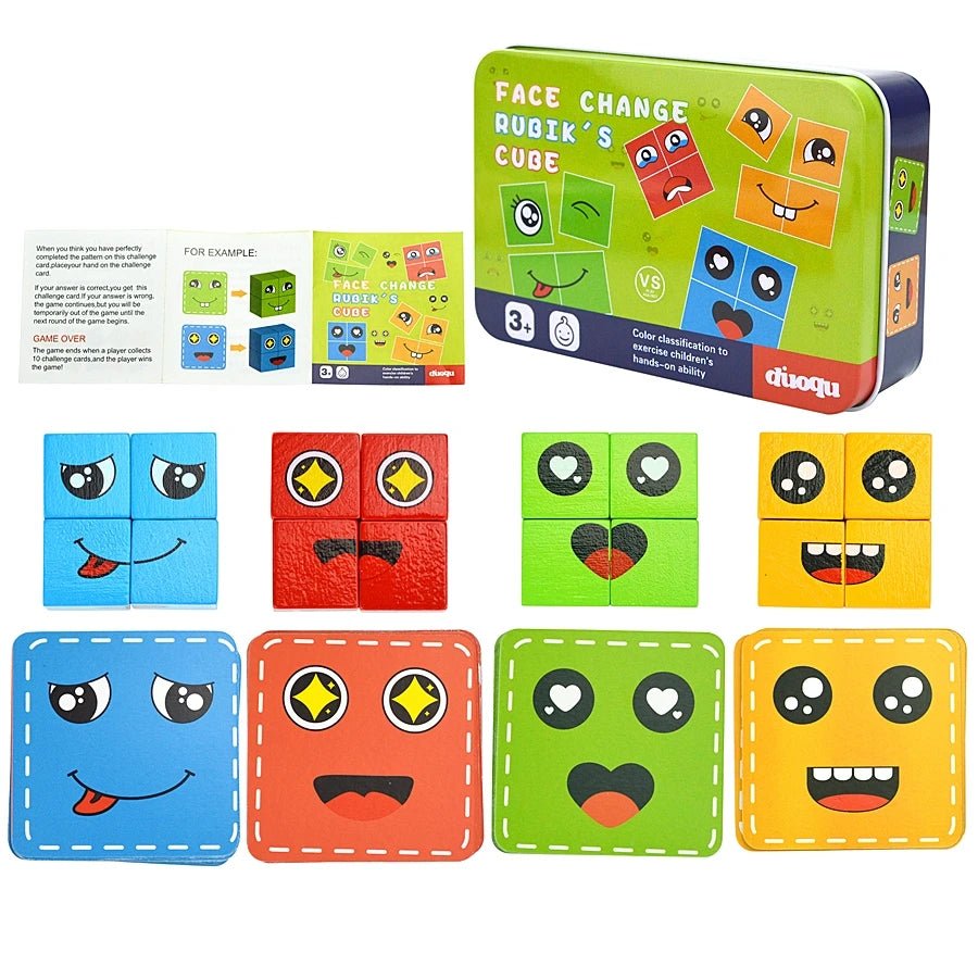Montessori Wooden Face Changing Cube - OctoCare