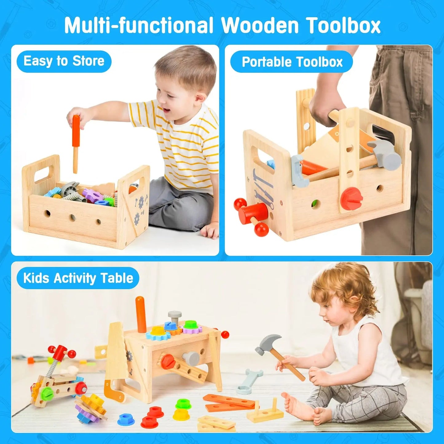 Montessori Wooden Toolbox Playset - OctoCare