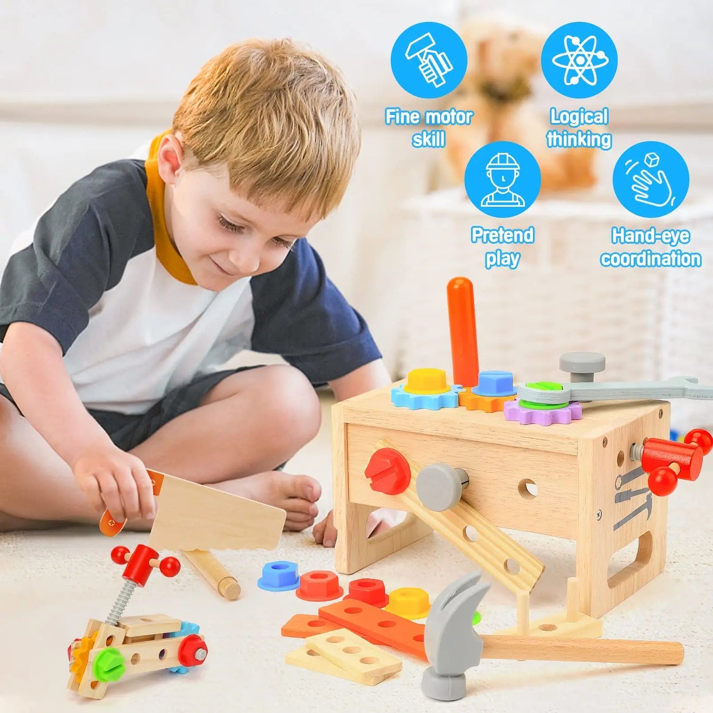 Montessori Wooden Toolbox Playset - OctoCare