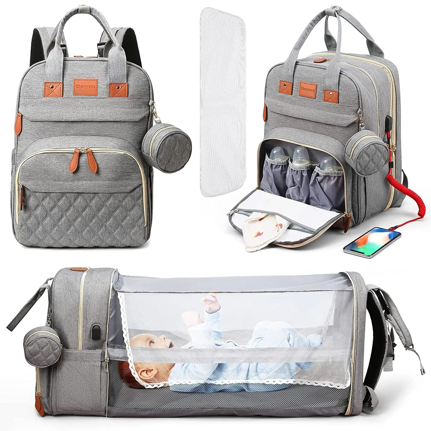 3 - in - 1 Diaper Bag & Baby Bed - OctoCare