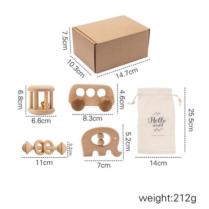 Montessori Wooden Baby Rattle - OctoCare
