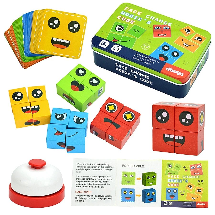 Montessori Wooden Face Changing Cube - OctoCare
