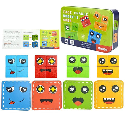 Montessori Wooden Face Changing Cube - OctoCare