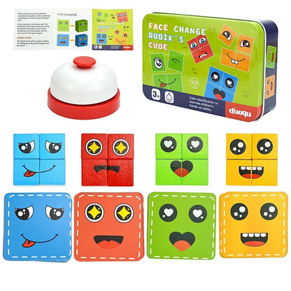 Montessori Wooden Face Changing Cube - OctoCare